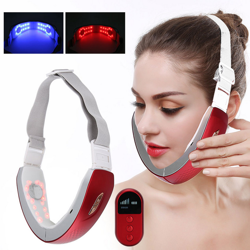 EMS Facial V-Line Lifting Device Arc Karcsúsító Vibrációs Masszírozó LED Foton Fényterápia Dupla állú V-alakú arcemelő arc