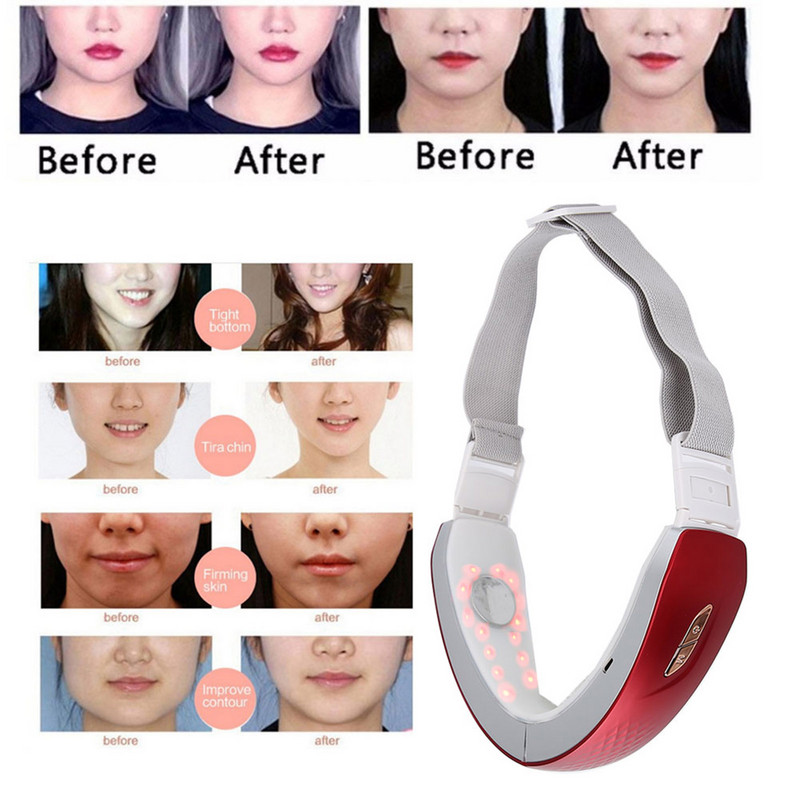 EMS Facial V-Line Lifting Device Arc Karcsúsító Vibrációs Masszírozó LED Foton Fényterápia Dupla állú V-alakú arcemelő arc