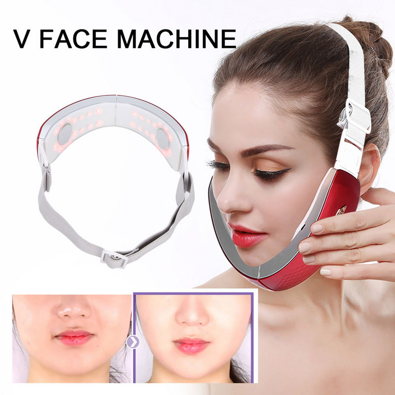 EMS Facial V-Line Lifting Device Arc Karcsúsító Vibrációs Masszírozó LED Foton Fényterápia Dupla állú V-alakú arcemelő arc
