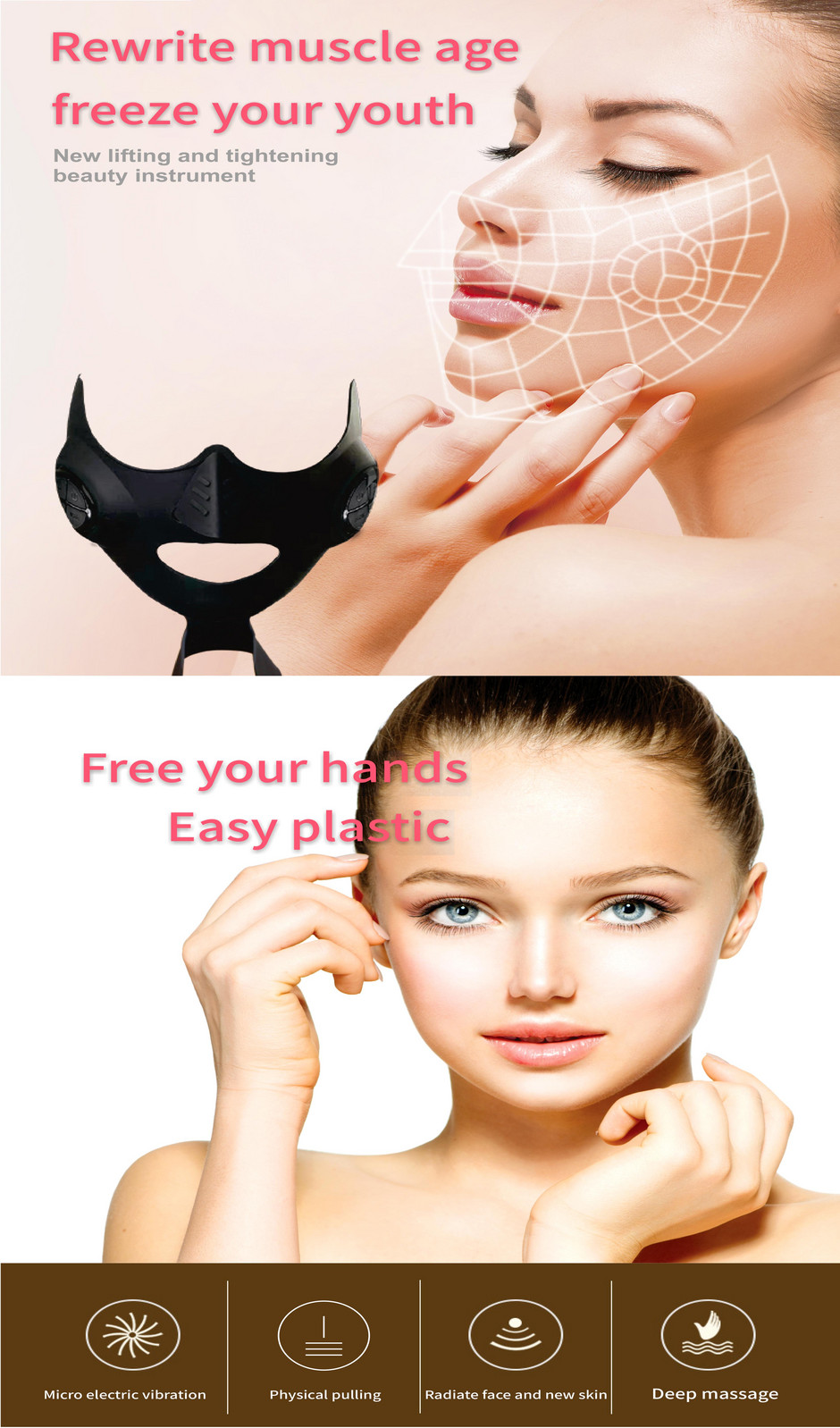 Badu.gr EMS Beauty Instrument Mask Microcurrent Face Lifting Device V ...