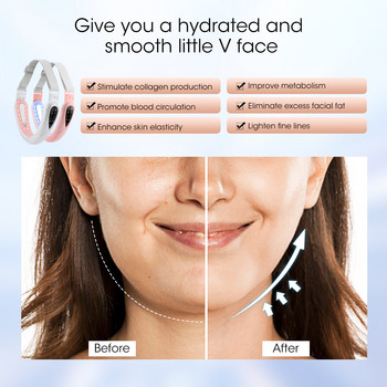 Нов EMS Facial Lifting Beauty Massager LED Photon Therapy Face Slim Firm Double Chin V Face Cheek Lift Belt с дистанционно