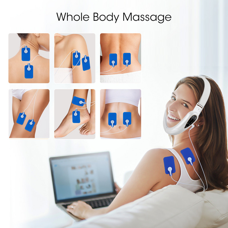 Új EMS Facial Lifting Beauty Massager LED fotonterápiás arc, karcsú, feszes dupla áll, V arc alakú arcemelő öv távirányítóval