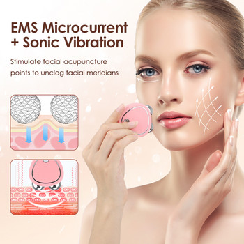 EMS Micro Current Beauty Instrument Лифтинг на лицето Устройство за отслабване Премахване на оток Намаляване на бръчки Вибрация Двоен ролков масажор