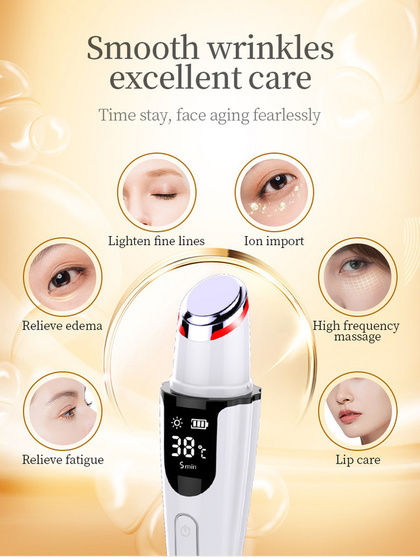 Fűtő LED Photon Bőrápoló Ránctalanító Fáradtság Vibráló Szem Beauty Masszázs Pen