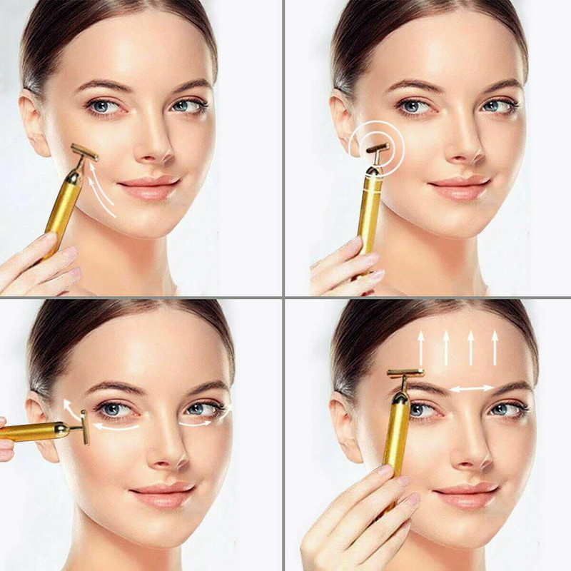 Badu.bg 24K златен електрически валяк за лице Beauty Bar Вибриращ ...