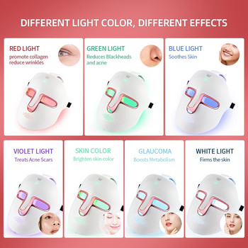 Cordless LED Mask 7 Colors Light LED Facial Mask Αναζωογόνηση δέρματος κατά της ακμής Περιποίηση του δέρματος Συσκευή θεραπείας φωτονίων αφαίρεση ρυτίδων