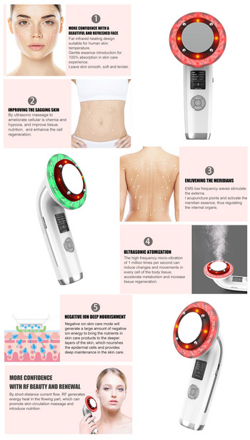 8 σε 1 Υπερηχογραφικό μηχάνημα Cavitation with Body Slimming Gel Massager Lose Weight EMS Συσκευή ομορφιάς θεραπείας φωτονίων υπερήχων