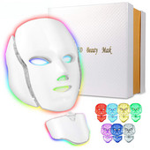 LED 7 Color Beauty Arcmaszk Nyak Fényterápia Fotorejuvenáció Arcbőrápolás Anti Aging Skin Mask Pattanáskezelés