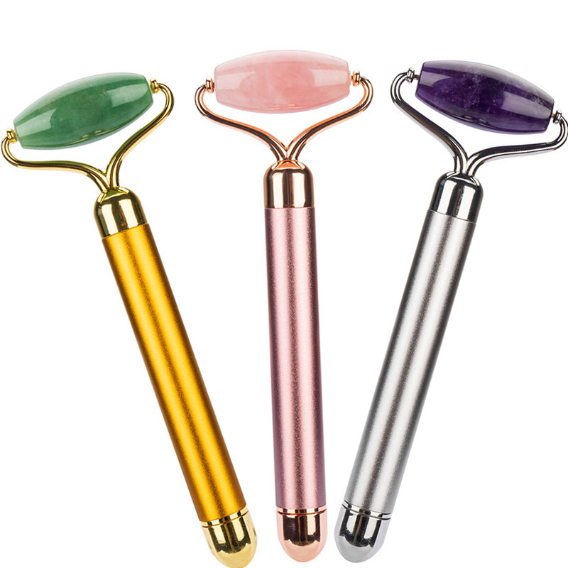 Elektromos arcvibrátor Rose Jade Roller Face Lifting Bőrfeszesítő Öregedésgátló Karcsúsító Guasha Jade Stone szépségmasszázs eszköz