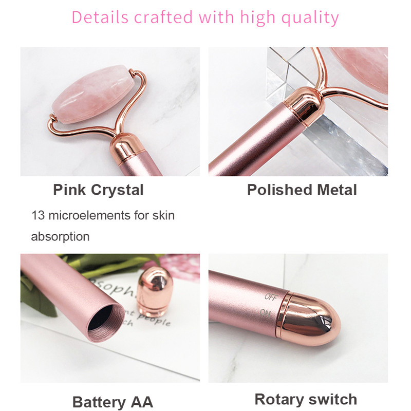 Elektromos arcvibrátor Rose Jade Roller Face Lifting Bőrfeszesítő Öregedésgátló Karcsúsító Guasha Jade Stone szépségmasszázs eszköz