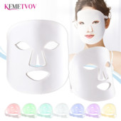 7 цвята Силиконова LED светлинна терапия за лице и шия Маска за подмладяване на лицето против бръчки Грижа за кожата Led маска