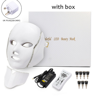 Led arcmaszk 7 színű bőrfiatalító LED foton arcmaszk nyaki fényterápiával akne ránctalanító kezelés szépség maszk