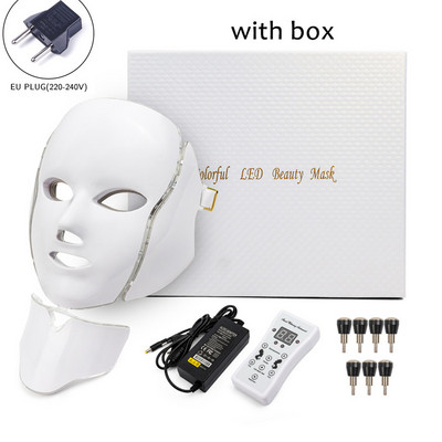 Led arcmaszk 7 színű bőrfiatalító LED foton arcmaszk nyaki fényterápiával akne ránctalanító kezelés szépség maszk
