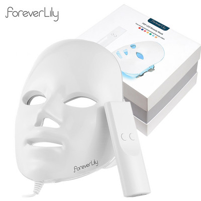 Cutie cadou Foreverlily 7 culori LED Mască facială Terapia fotonică Iluminarea feței Întinerirea pielii Instrumente de îngrijire a acneei Anti-rid