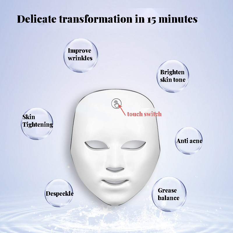 7 Colors Light LED arcmaszk Red Light Therapy Beauty Anti Aging Whitening Bőrfiatalítás Arcápoló gép Otthoni Spa bőrápolás