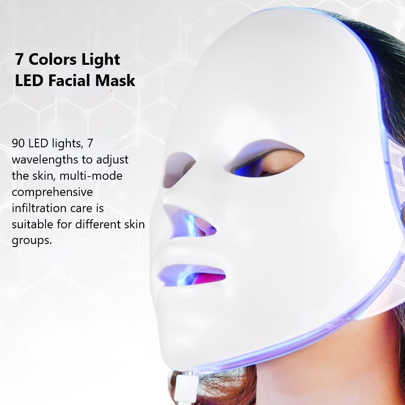 7 Colors Light LED arcmaszk Red Light Therapy Beauty Anti Aging Whitening Bőrfiatalítás Arcápoló gép Otthoni Spa bőrápolás