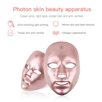 USB Charge 7 Colors LED Face Mask Photon Therapy Αναζωογόνηση δέρματος κατά της ακμής αφαίρεση ρυτίδων Skin Care Spa Beauty Facial Machine