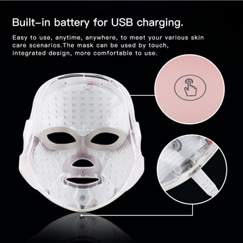 USB зареждане 7 цвята LED маска за лице Фотонна терапия Подмладяване на кожата против акне Премахване на бръчки Грижа за кожата Spa Красота Машина за лице