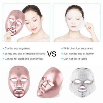 USB Charge 7 Colors LED Face Mask Photon Therapy Αναζωογόνηση δέρματος κατά της ακμής αφαίρεση ρυτίδων Skin Care Spa Beauty Facial Machine