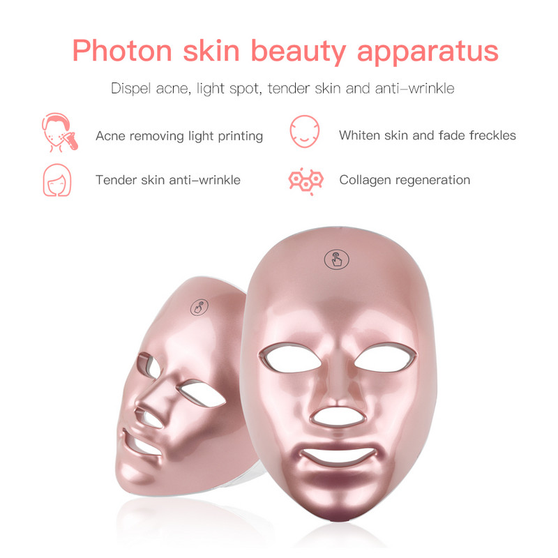 USB Charge 7 Colors LED Arcmaszk Fotonterápiás Bőrfiatalítás Pattanások Elleni Ránctalanítás Bőrápolás Spa Beauty Arcgép