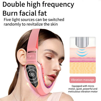 12 режима Устройство за повдигане на лицето LED фотонна терапия Вибрационен масажор за отслабване на лице Двойна брадичка Редуктор V Face Cheek Lift Up Belt
