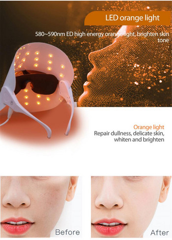 LED маска за лице с LED светлина за врата Фотонна терапия Маска за красота на лицето Стягане на кожата 32 светлини Машина за подмладяване и изсветляване
