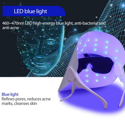 Μάσκα LED προσώπου με λαιμό LED Light Photon Therapy Face Beauty Mask Skin Tightening 32 lights Rejuvenation Brighten Machine