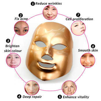 Електрическа LED Красота Маска за лице 7 цвята Фотонна терапия Масажор против акне Премахване на бръчки Подмладяване на кожата Устройство за грижа за красотата