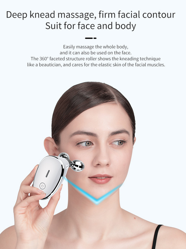 Új Mini EMS Face Karcsúsító 3D Masszázs Roller Vékony Arc Teljes test Lifting Up Ránctalanító Arcmasszázs eszköz Y alakú masszírozó