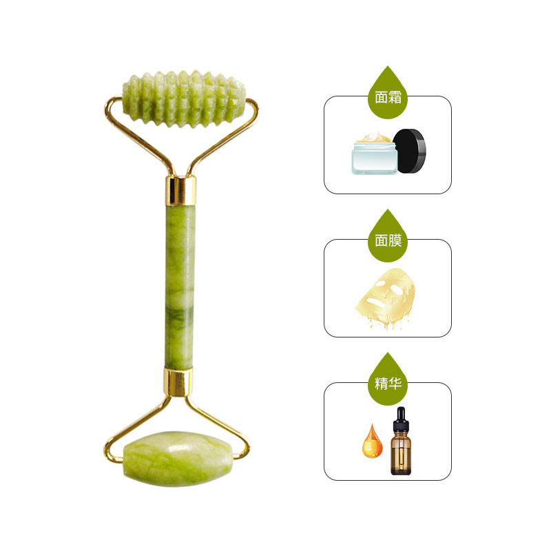 Jade kétfejű görgős tövisfej Jade Stone Massager Eye Arc Nyak Thin Lift Relax Karcsúsító eszközök Arcmasszázs görgő