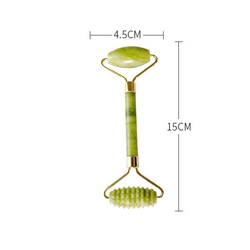 Jade kétfejű görgős tövisfej Jade Stone Massager Eye Arc Nyak Thin Lift Relax Karcsúsító eszközök Arcmasszázs görgő