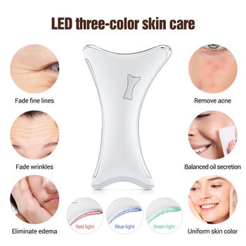 Electric Gua Sha Board Facial Massager 3 χρωμάτων LED Light Δονητικό μασάζ Scraping Face Lifting Firming Beauty Machine