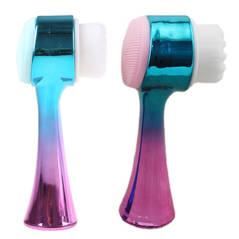 Dvostrane četkice za čišćenje LICA Silikonske ručne četke za pranje lica za duboku šminku za piling pora D0UE