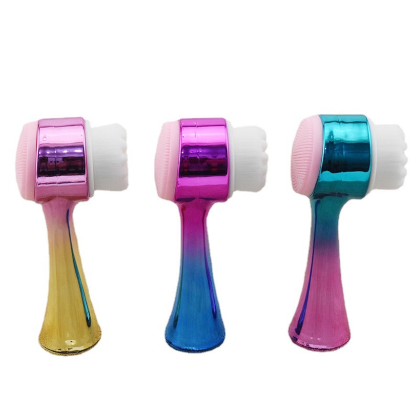 Dvostrane četkice za čišćenje LICA Silikonske ručne četke za pranje lica za duboku šminku za piling pora D0UE