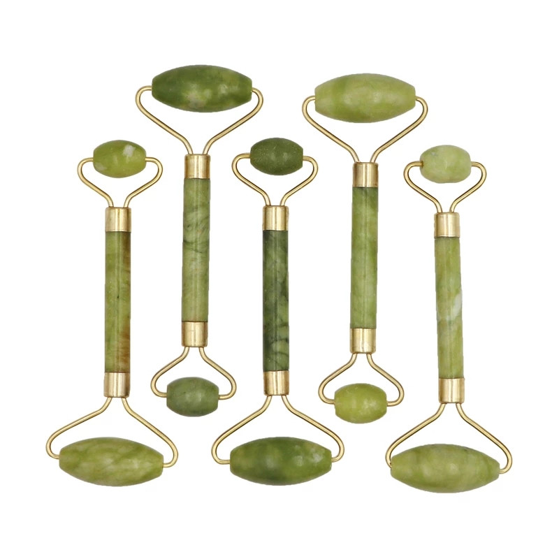 „2 viename“ žalias volelis ir „Gua Sha“ rinkinys „Natural Jade Scraper Massager Eye Veidas Kaklas Thin Lift Relax Liekninamasis masažinis volelis