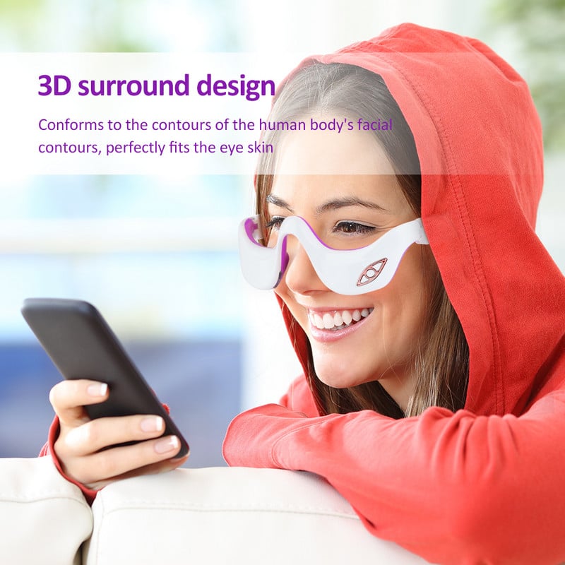 Ms Dear Eye Massager 3D elektromos arcmasszázs pulzáló forró kompressziós mikroáram vibrációs újratölthető a Smart Eye Beauty maszkhoz