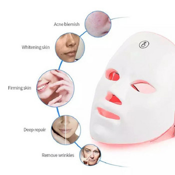 Μάσκα προσώπου 7 χρωμάτων Αντιγηραντική αναγέννηση δέρματος Εξοπλισμός φροντίδας δέρματος Ασύρματη μάσκα LED φωτοθεραπείας προσώπου Φόρτιση φωτονίου USB