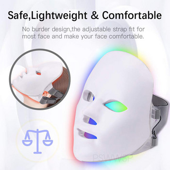 Μάσκα Led Face Light Therapy 7 Color Photon Blue & Red Light Maintenance Skin Rejuvenation Mask Care Skin Facial