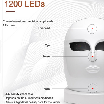 Wakeforyou Face Instrument Μάσκα προσώπου Photon Therapy 1200pcs LEDs Αναζωογόνηση δέρματος λαιμού κατά της ακμής Θεραπεία ομορφιάς ρυτίδων