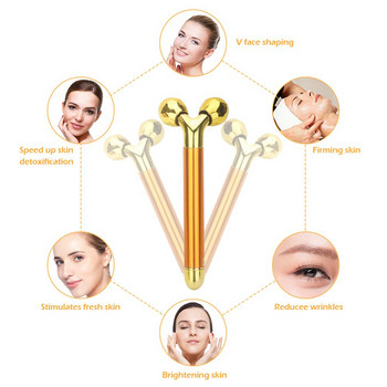 24 καρατίων Gold Energy Beauty Bar Facial Roller Massager Facial Slimming Αντιρυτιδικό Lift Skin Tightening Wrinkle Stick Skin Care Tool