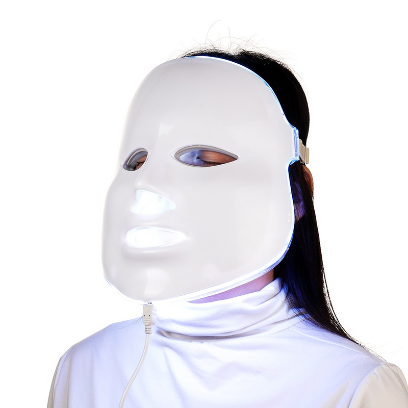 BOX-7 Colors LED Facial Beauty Mask Photon Therapy Bőrfiatalító Arc Akne Kezelés Otthoni használatra LED Light Bőrápoló SPA Szalon