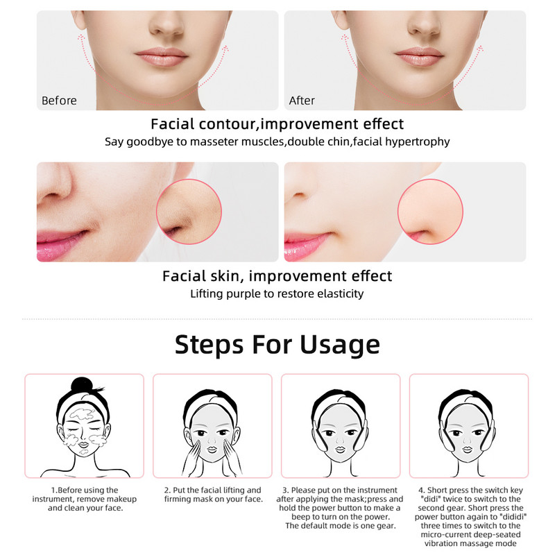 EMS V-arcmasszírozó arcemelő géphez Face Chin Lift masszírozó Arc karcsúsító edző Bőrfeszesítő ránctalanító bőrápolás