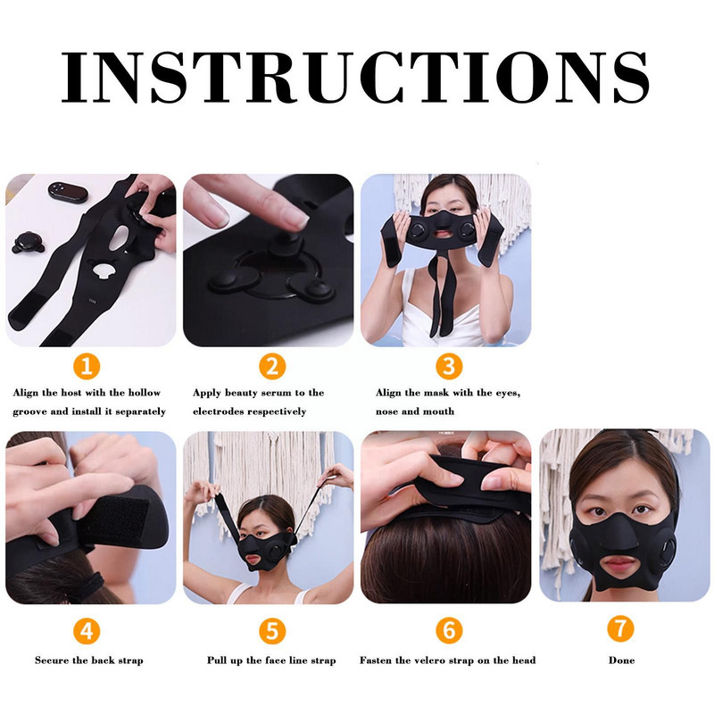 EMS V-Shape Face Lifting Masszírozó Arc Karcsúsító Maszk Double Reduce Lift Faces Ránctalanító Anti Belt Cheek Chin Beauty Device L8J1