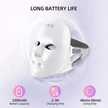 EMS Heating Therapy 7 Colours LED Photon Face Mask Microcurrent Skn Tighten EMS Mask Wireless Use Anti-Wrinkle Sighting Skin