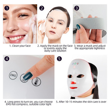 EMS Heating Therapy 7 Χρώματα LED Photon Face Mask Microcurrent Skn Tighten EMS Mask Ασύρματη χρήση Αντιρυτιδική σύσφιξη του δέρματος