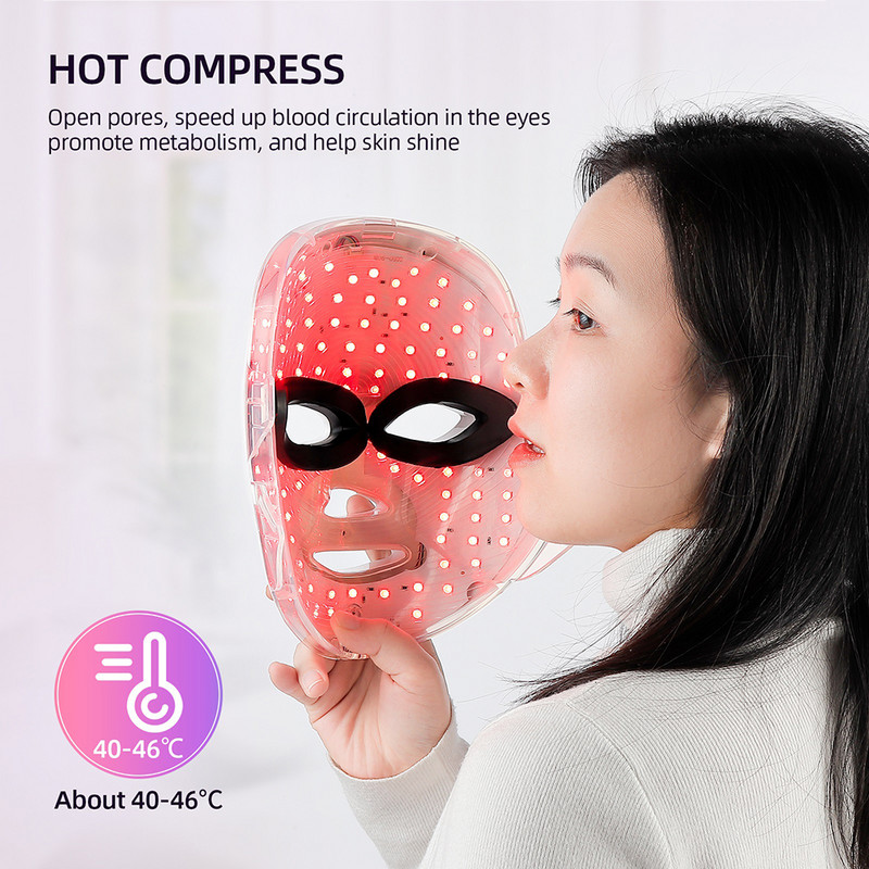 EMS Heating Therapy 7 Colors LED Photon Face Mask Microcurrent Skn Tighten EMS Mask Wireless Use Ránctalanító Bőrfeszesítő