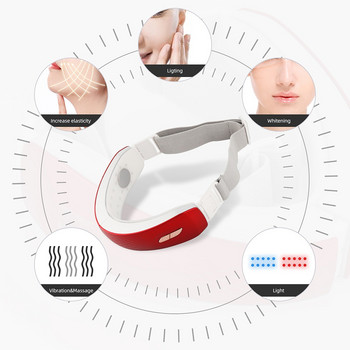 EMS Face Slimming Chin Lift Machine Belt Red&Blue LED Photon Θεραπεία Hot Compress Therapy V-Face Vibration Massager V-Line Up Tighten