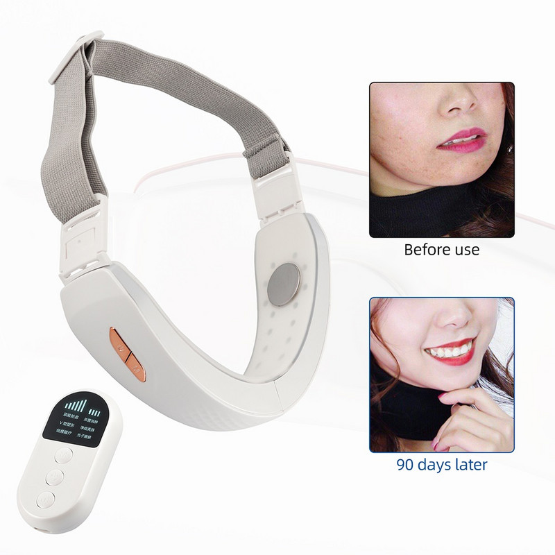 EMS arc karcsúsító áll emelő öv gép Piros-kék LED foton Hot Compress Therapy V-arc vibrációs masszírozó V-vonal felhúzás