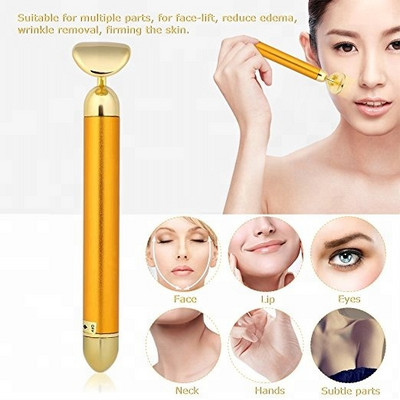 Beauty Bar 24k Golden Pulse arcmasszírozó karcsúsító arc pop 24k arany színű vibrációs 3d arc görgős szemmasszázs eszköz