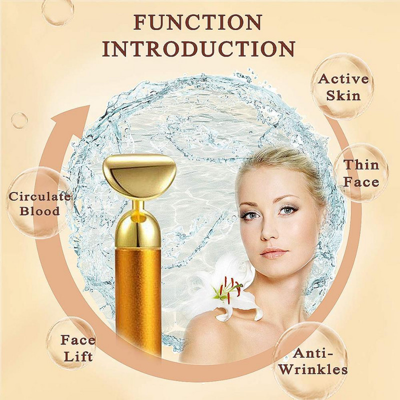 Beauty Bar 24k Golden Pulse arcmasszírozó karcsúsító arc pop 24k arany színű vibrációs 3d arc görgős szemmasszázs eszköz